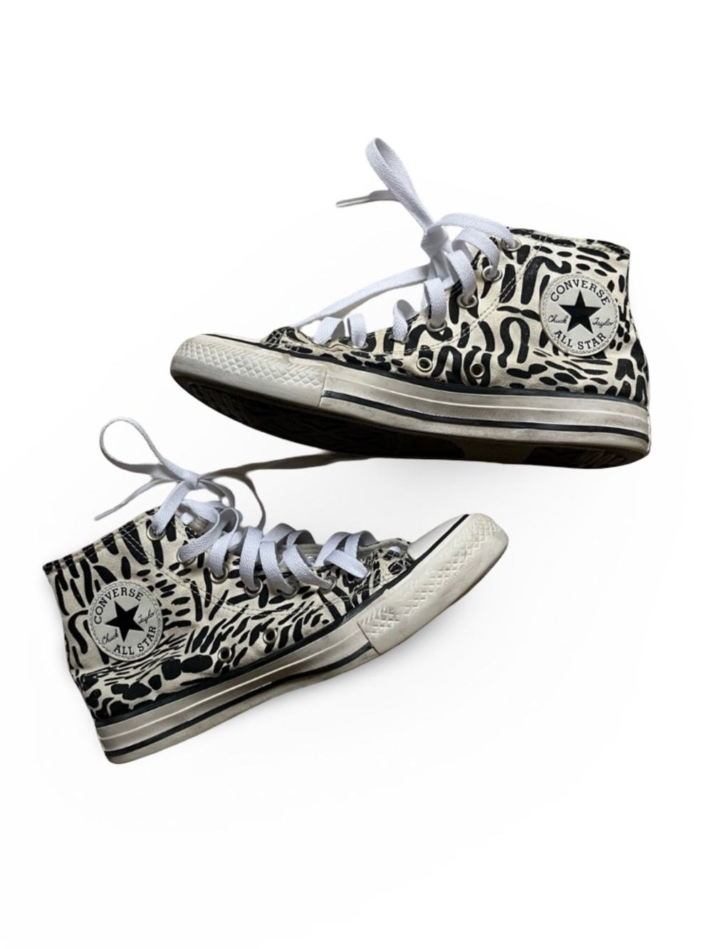 Converse Black and White High-Top Sneakers with Urban Art Design